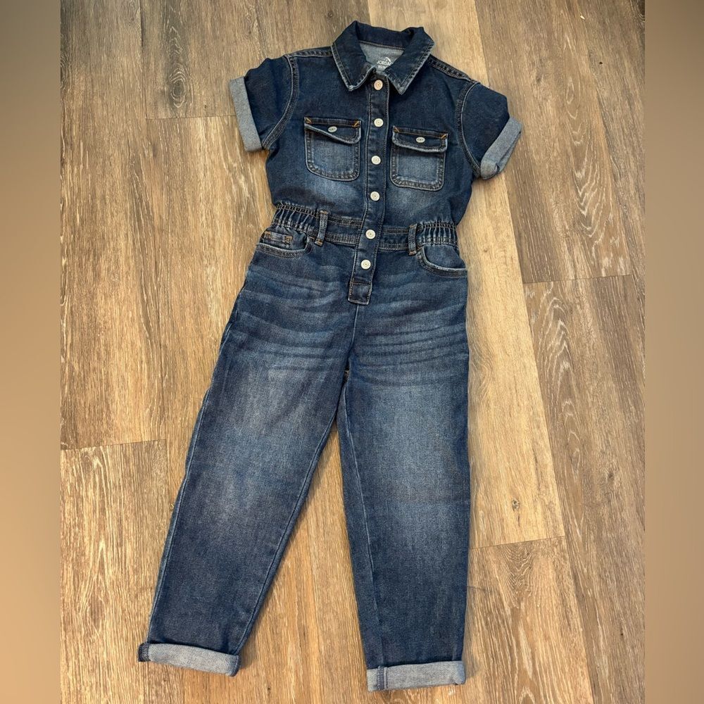 Girls Jordache Denim Jumpsuit with Rolled Sleeves Sz 4/5